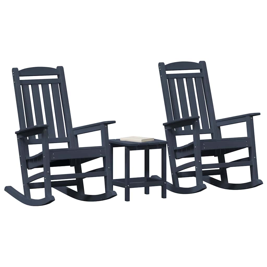 Garden Rocking Chair 3 pcs Navy 38 x 38 x 46cm Plastic